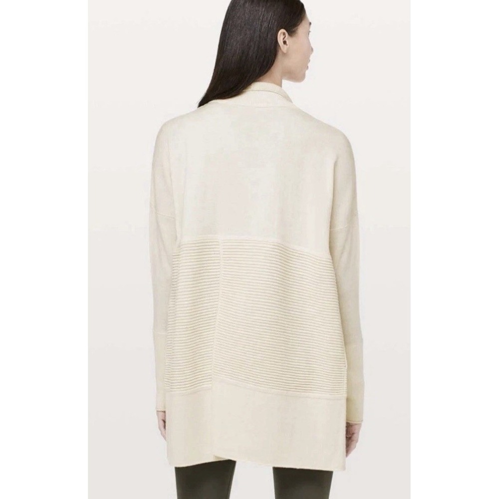 Lululemon Sit In Lotus Wrap Split Back Cardigan Sweater Merino Wool Cream Small - Picture 3 of 6